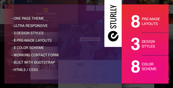 Sturlly Responsive One Page Multipurpose Template